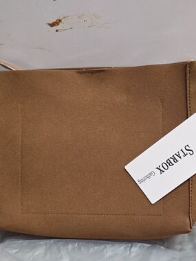 Starbox Suede Crossbody Bag in Camel